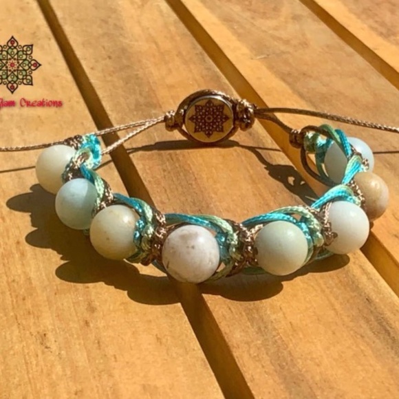 Natural Stones - Green & Brown Macrame Men Bracelet - Picture 4 of 4